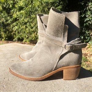 All Saints Grey Suede Heeled Booties
